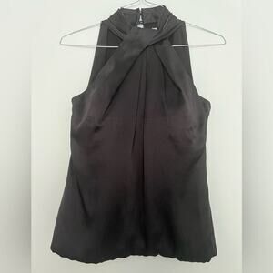 Karen Millen Black Halter Criss Cross Neck Sleeveless Blouse